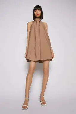 Scanlan Theodore Cotton Strapping Mini Dress in Cashew Brown Size 6 for rent on The Volte - image 4