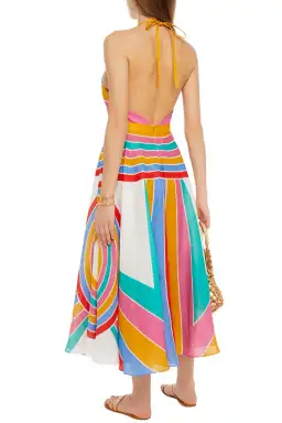 Zimmermann Fiesta Rainbow Halter Midi Dress Multi Color Size 1 / Au 10 for rent on The Volte - image 2