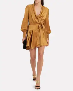 Zimmermann Wrap Dress Gold Size 0 / AU 8 for rent on The Volte - image 1