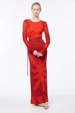 Manning Cartell Flame Tree Long Sleeve Dress Red Size AU 16 for rent on The Volte - image 1