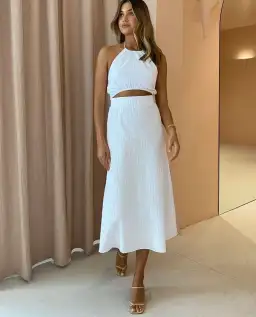 By Nicola Halter Maxi Dress White Size AU 14 for rent on The Volte - image 1