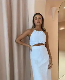 By Nicola Halter Maxi Dress White Size AU 14 for rent on The Volte - image 2