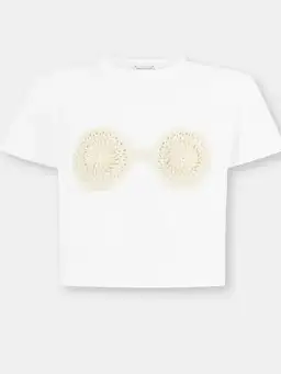 Magda Butrym Feather Crochet Mini Skirt cream and crochet T-shirt  Size 36 / Au 8 for rent on The Volte - image 3