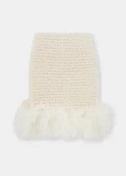Magda Butrym Feather Crochet Mini Skirt cream and crochet T-shirt  Size 36 / Au 8 for rent on The Volte - image 2