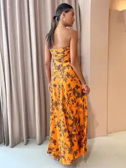 Shona Joy Uli Corded Strapless  Maxi Dress Orange Floral Size 8 / S for rent on The Volte - image 4