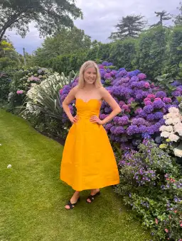 Oroton Sculptured Bodice Dress Marigold Size 10 for rent on The Volte - image 3