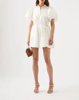 Aje Prairie Pleated Mini Dress Ivory Size 14 / XL