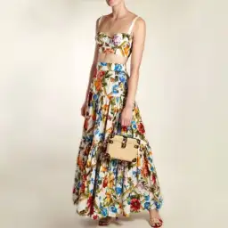Dolce and Gabbana Bustier and Skirt Set Floral Print