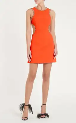 Rebecca Vallance Loretta Cut Out Mini Dress Orange Size 10