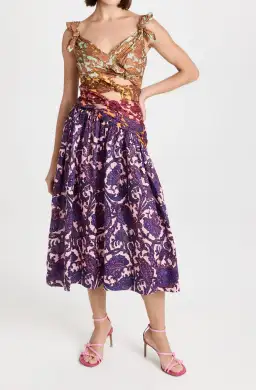 Zimmermann Tiggy Bow Midi Dress Spliced Paisley Size 4 / Au 16 for rent on The Volte - image 1