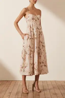  Shona Joy Roxanne Linen Tiered Midi Dress Floral Size 10 for rent on The Volte - image 2