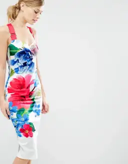 Ted Baker Alexie Dress in Forget Me Not Print in White Size 8 for rent on The Volte - image 4