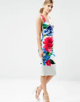 Ted Baker Alexie Dress in Forget Me Not Print in White Size 8 for rent on The Volte - image 1