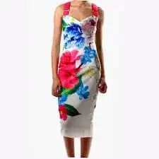 Ted Baker Alexie Dress in Forget Me Not Print in White Size 8 for rent on The Volte - image 5