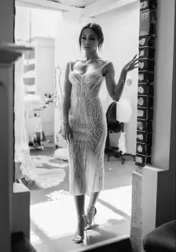 Pallas Couture Midi dress - Diorella Midi Dress Lace Size 8 for rent on The Volte - image 4