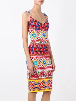 Dolce & Gabbana Mambo Print Fitted Dress Print Size 10
