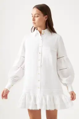 Aje Lotus Shirt Mini Dress Ivory Size 10 / M for rent on The Volte - image 2