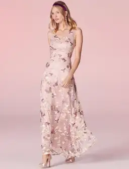 Review Bella Floral Maxi Dress Blush Size 8 for rent on The Volte - image 1