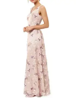 Review Bella Floral Maxi Dress Blush Size 8 for rent on The Volte - image 3