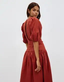 Aere Button Detail Maxi Dress Rust Size 8 for rent on The Volte - image 3