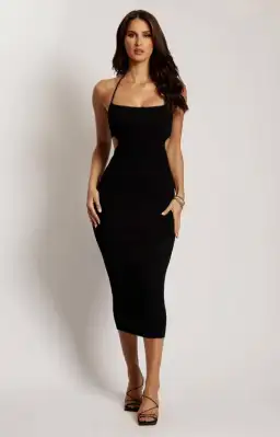 Meshki Halter Knit Midi Dress Black Size S/AU 8 for rent on The Volte - image 1