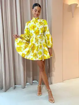 Alemais Sonny Floral Yellow Mini Dress Size 8