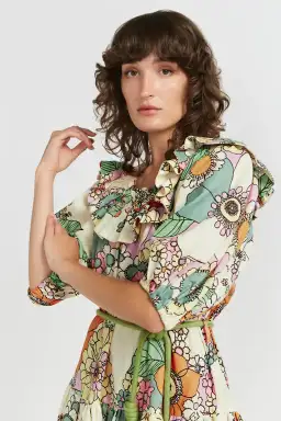 Alemais Exclusive Farah Ruffle Mini Dress Floral Size 6 for rent on The Volte - image 2