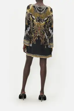 Camilla Long Sleeve Deep V Short Dress Ravin Raven Print Size 10 for rent on The Volte - image 2