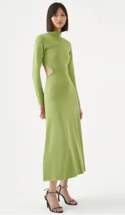 Aje Amelie Braided Cut Out Knit Dress Green Size S/AU 8 for rent on The Volte - image 1