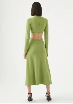 Aje Amelie Braided Cut Out Knit Dress Green Size S/AU 8 for rent on The Volte - image 2