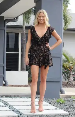 Alice Mcall Dream On Playsuit Black Gold Size 6
