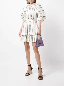 Acler Striped Leighton Midi Dress White Size AU 10 for rent on The Volte - image 1