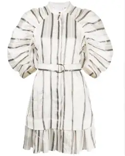 Acler Striped Leighton Midi Dress White Size AU 10 for rent on The Volte - image 4