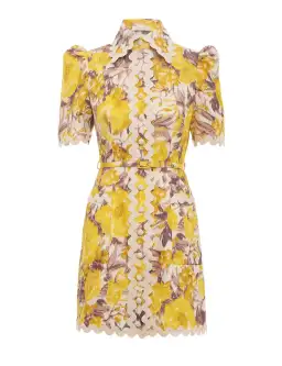 Zimmermann High Tide Ric Rac Mini Dress Yellow Ikat Floral Size 1 / AU 10 for rent on The Volte - image 3