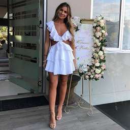 Sofia The Label Rose Mini Dress White Size 8 for rent on The Volte - image 3