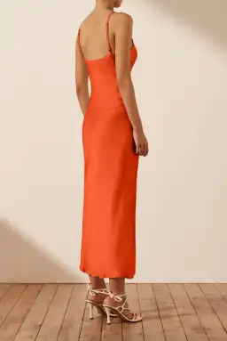Shona Joy Milo Cut Out Slit Midi Dress - Hibiscus Red/ Orange Size AU 12 for rent on The Volte - image 4