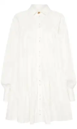 Aje Cascade Gathered Smock Mini Dress White Size AU 6 for rent on The Volte - image 3