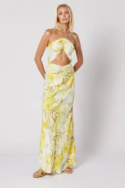 Winona Belvedere Maxi dress Yellow Print Size M/Au 10
