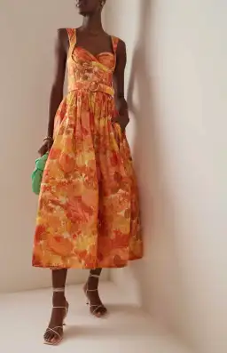 Zimmermann The High Tide Picnic Dress in Citrus Ikat Floral Size 0/Au 8 for rent on The Volte - image 1