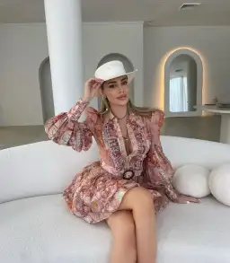 Zimmermann Kaleidoscope Tuxedo Frill Mini Dress in Linen Blend Size 0/Au 8 for rent on The Volte - image 4