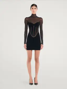 Mugler Wolford Mesh-paneled Mini Dress Black Size 6 