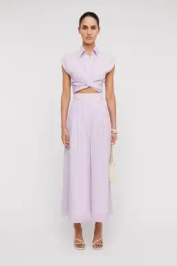 Scanlan Theodore Gingham Tie Front Shirt & Cropped Trouser Set Mauve Size AU 8 for rent on The Volte - image 1