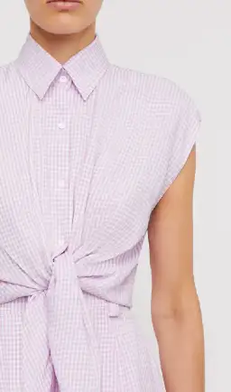 Scanlan Theodore Gingham Tie Front Shirt & Cropped Trouser Set Mauve Size AU 8 for rent on The Volte - image 5