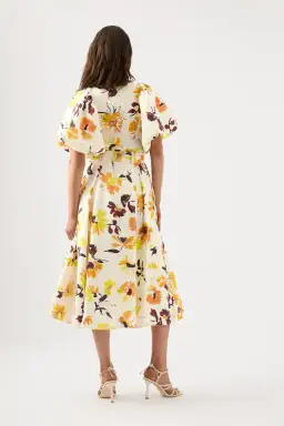 Aje Soleil Belted Midi Dress Pressed Sunflowers Size 10 for rent on The Volte - image 3