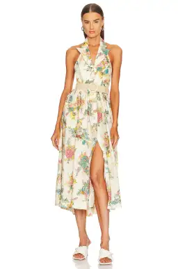 Zimmermann Clover Halter Shirt Dress Honey Peony Floral Size 2/Au 12  for rent on The Volte - image 1