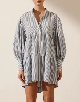 Shona Joy Roberta Balloon Sleeve Tiered Mini Dress Blue Size 8 / S for rent on The Volte - image 2