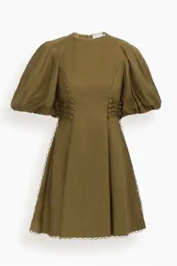 Zimmermann Linen Mini Dress Khaki Size 0 / Au 8 for rent on The Volte - image 2