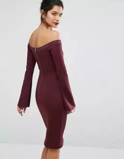 Bec & Bridge Banditti Off Shoulder Dress Claret Size AU 6 for rent on The Volte - image 3