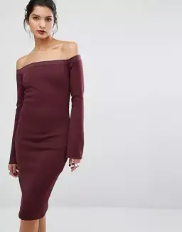 Bec & Bridge Banditti Off Shoulder Dress Claret Size AU 6 for rent on The Volte - image 2
