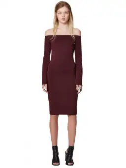 Bec & Bridge Banditti Off Shoulder Dress Claret Size AU 6 for rent on The Volte - image 1